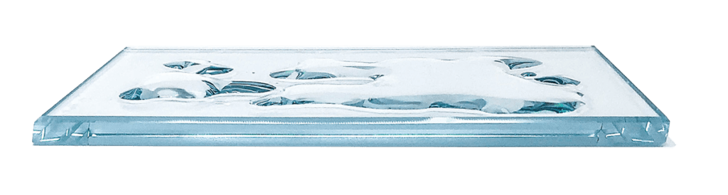 a glass plate before special coating with pooling water