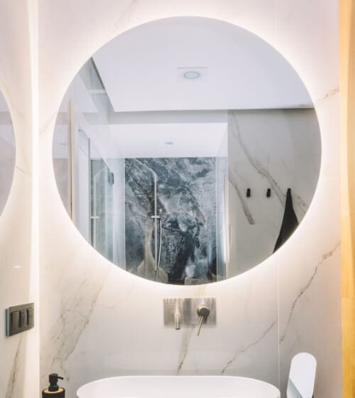 circular mirror with back lighting