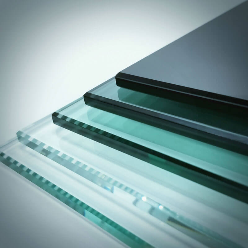 stack of varying tinted glass